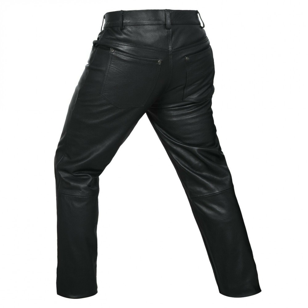 Men's Genuine Cow Skin Motorcycle Leather Pant